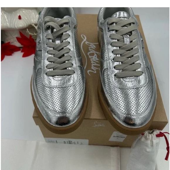 Christian Louboutin tutti rui low top metallic leather sneakers size 43 - Picture 7 of 7